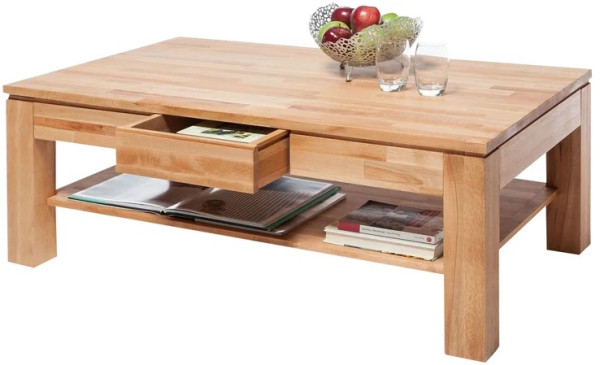 Serie Tanja - Kernbuche teilmassiv - Couchtisch mit Schublade!