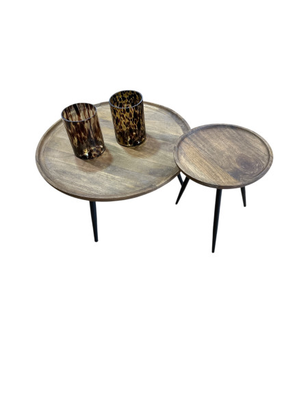 2 er Set Couhtisch aus Mangoholz in Rund !