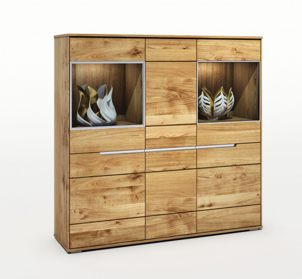 Massiv Eiche - Serie Lena - Highboard - Alu Griff design !